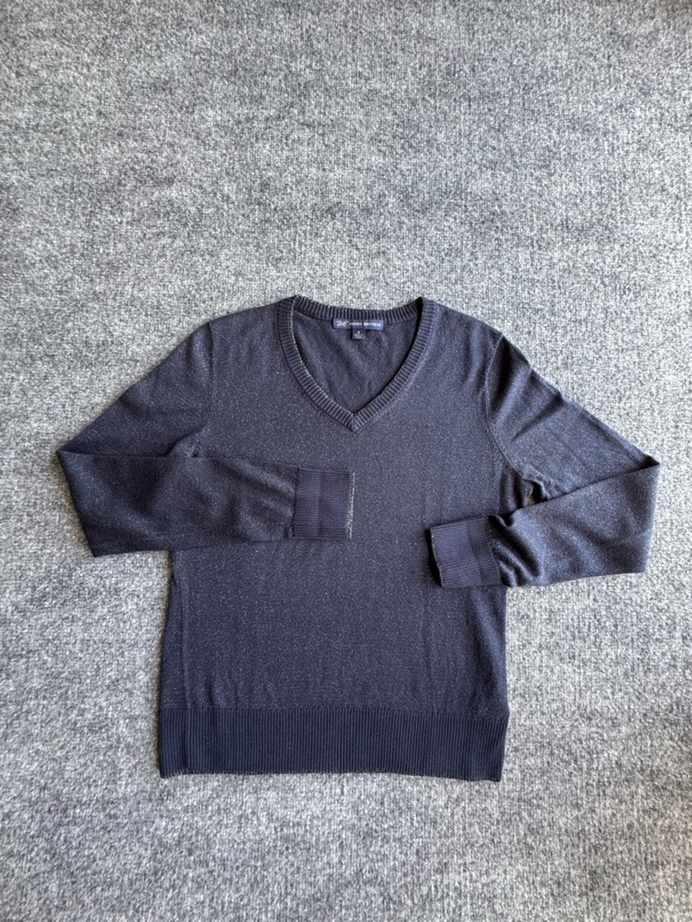 346 Brooks Brothers Long Sleeve V-Neck Pullover Lightweight Sweater Navy Gold SM